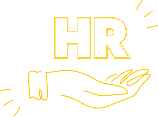 logo of HR over open hand