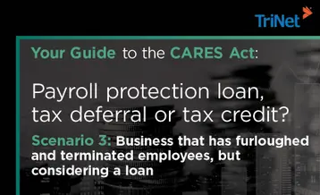Your Guide to the CARES Act: Payroll protection loan, tax deferral or tax credit? Scenario 3: Business that has furloughed and terminated employees, but considering a loan