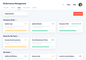 screenshot of TriNets Performance Managment app