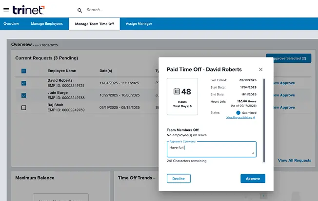 Time Off-Payroll Integration and Automation