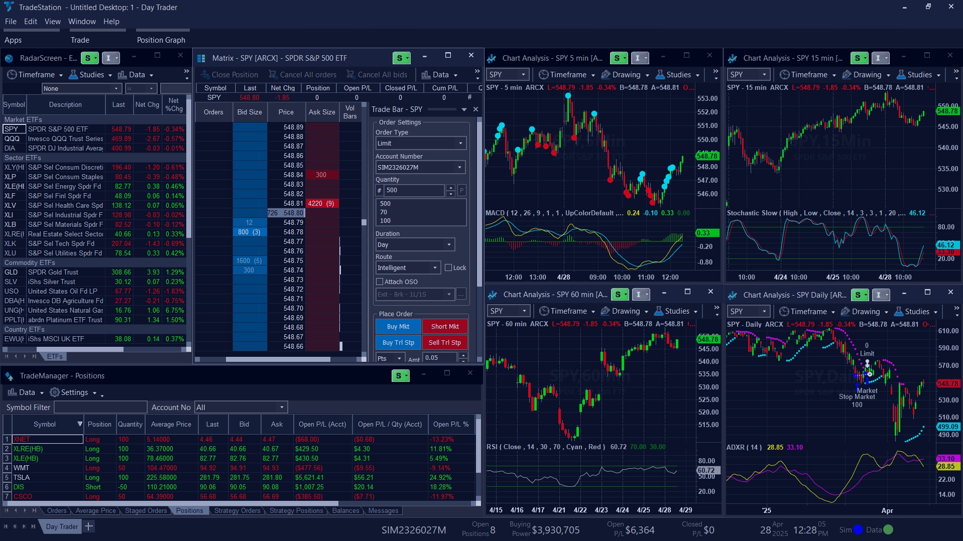 Practice in the simulator