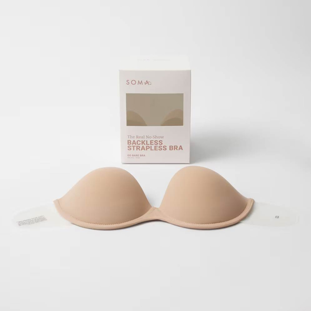 Laydown of Soma<sup class=st-superscript>®</sup> backless strapless adhesive bra.