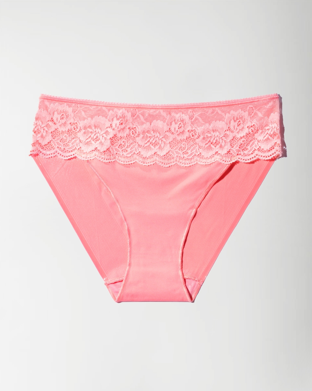 Soma<sup class=st-superscript>®</sup> pink lace trim waistband hipster panties.