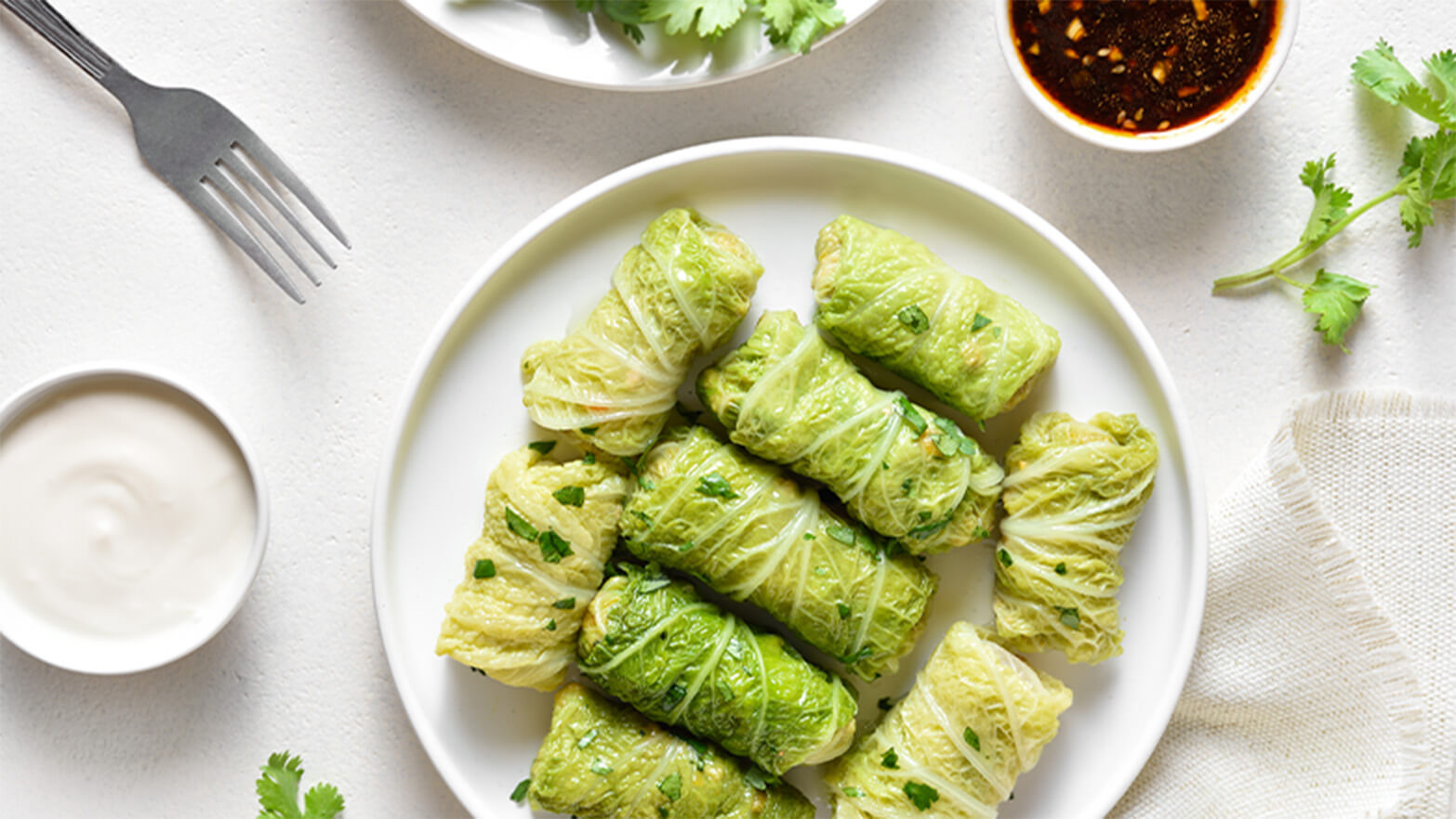 Plate of stuffed cabbage rolls