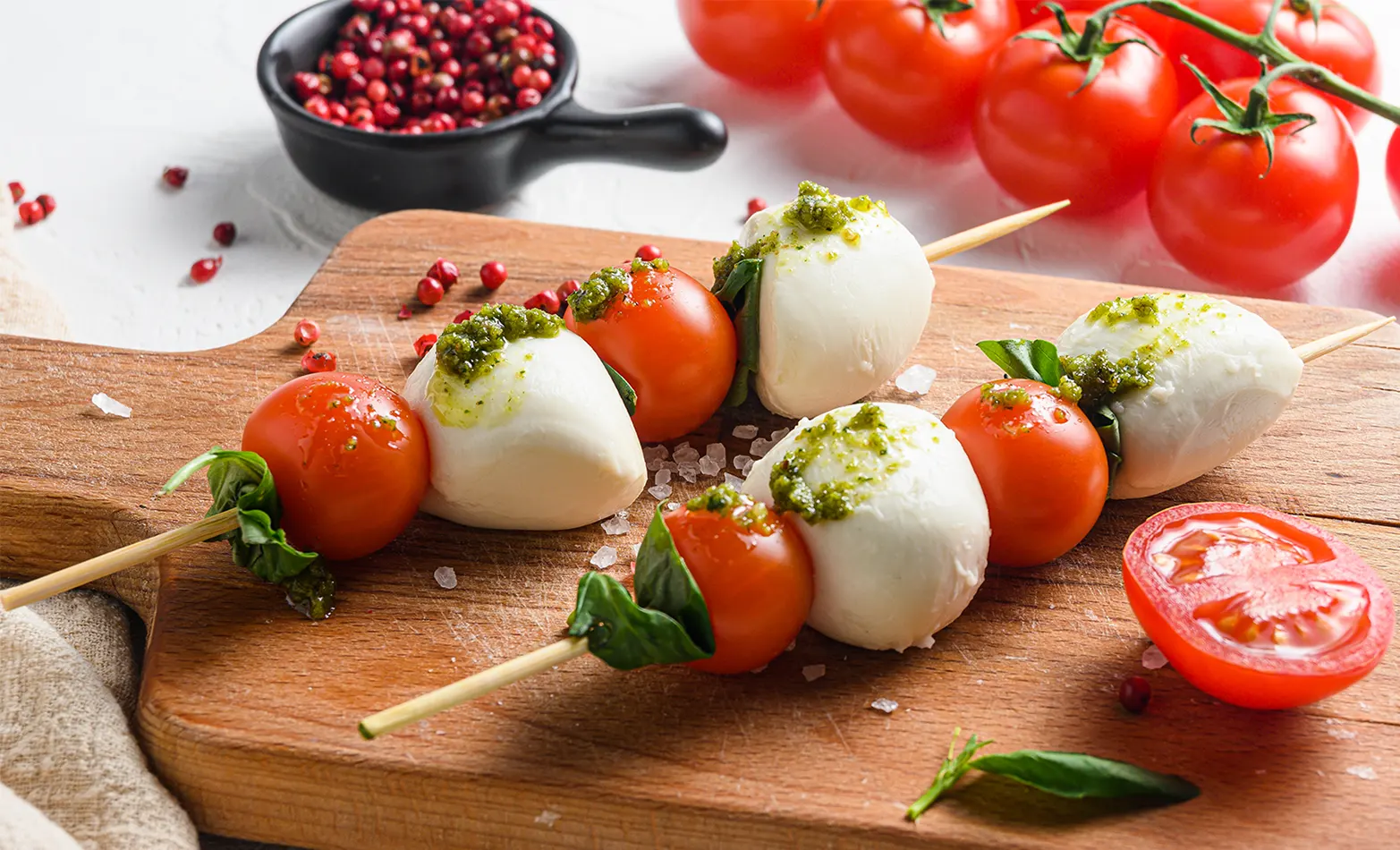 mini caprese skewers