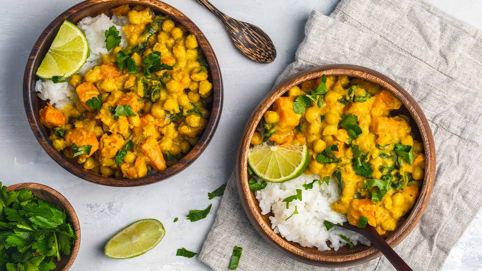 plant based chickpea curry with rice