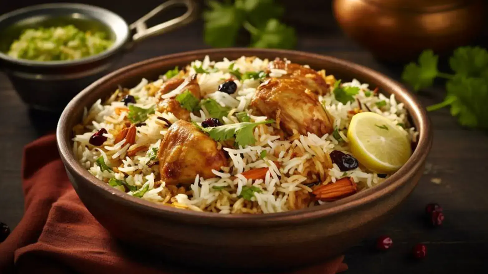 Chicken biryani rice bowls