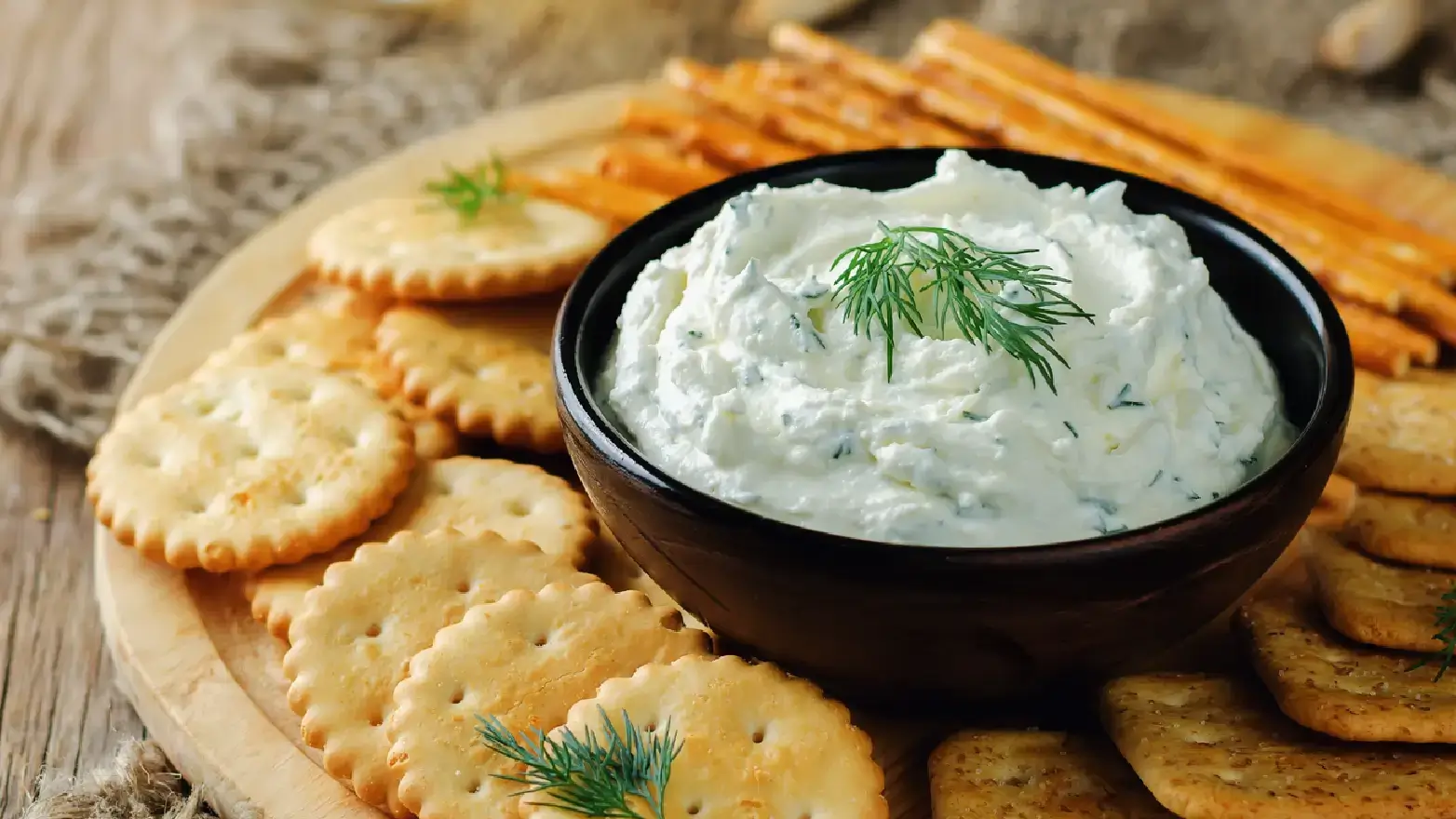 Whipped feta dip with crackers