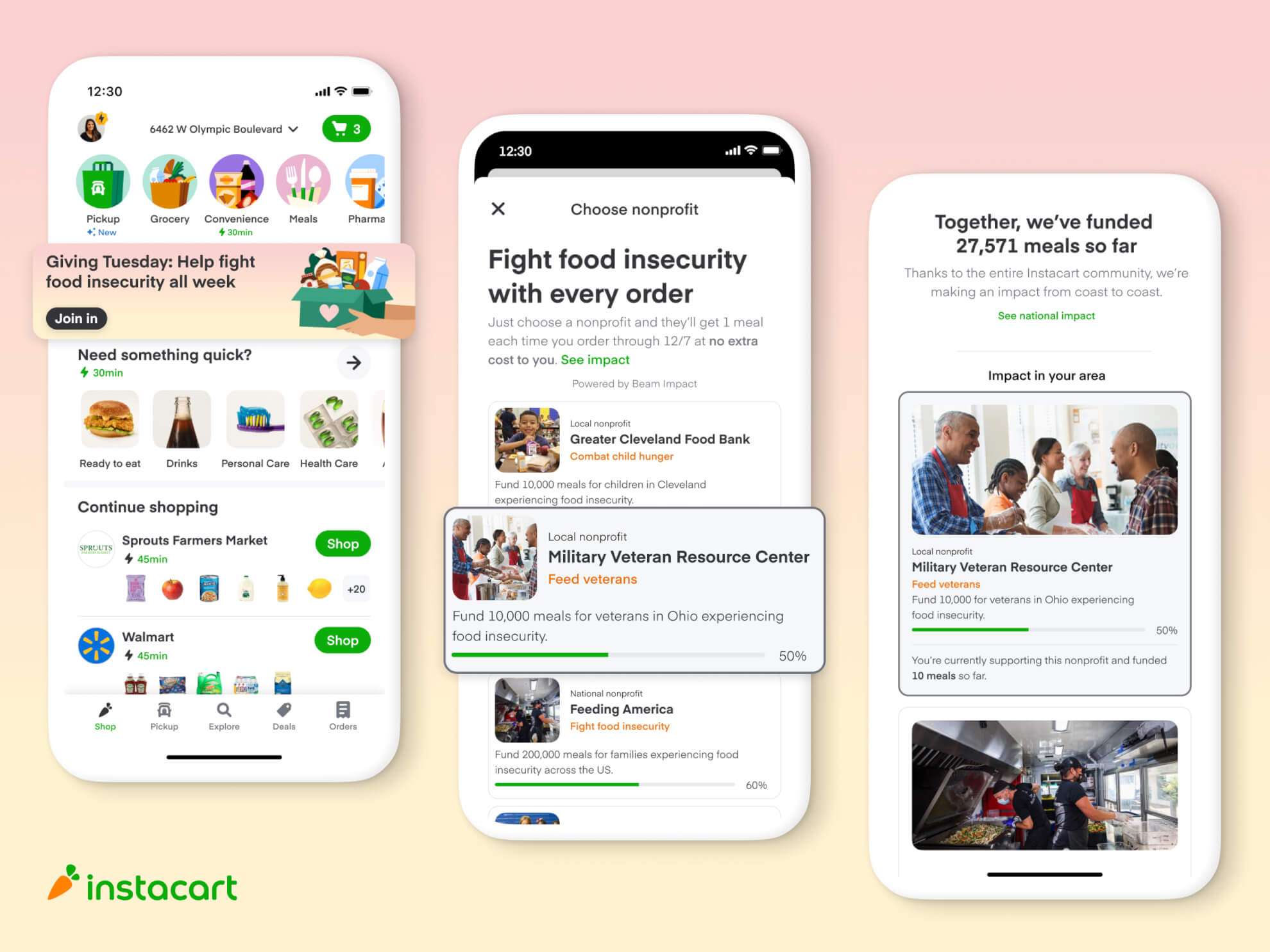 Instacart's Giving Tuesday - App Screenshots
