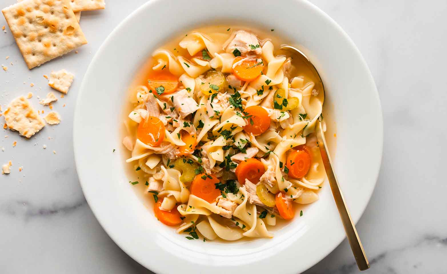 Stock image of chicken noodle soup