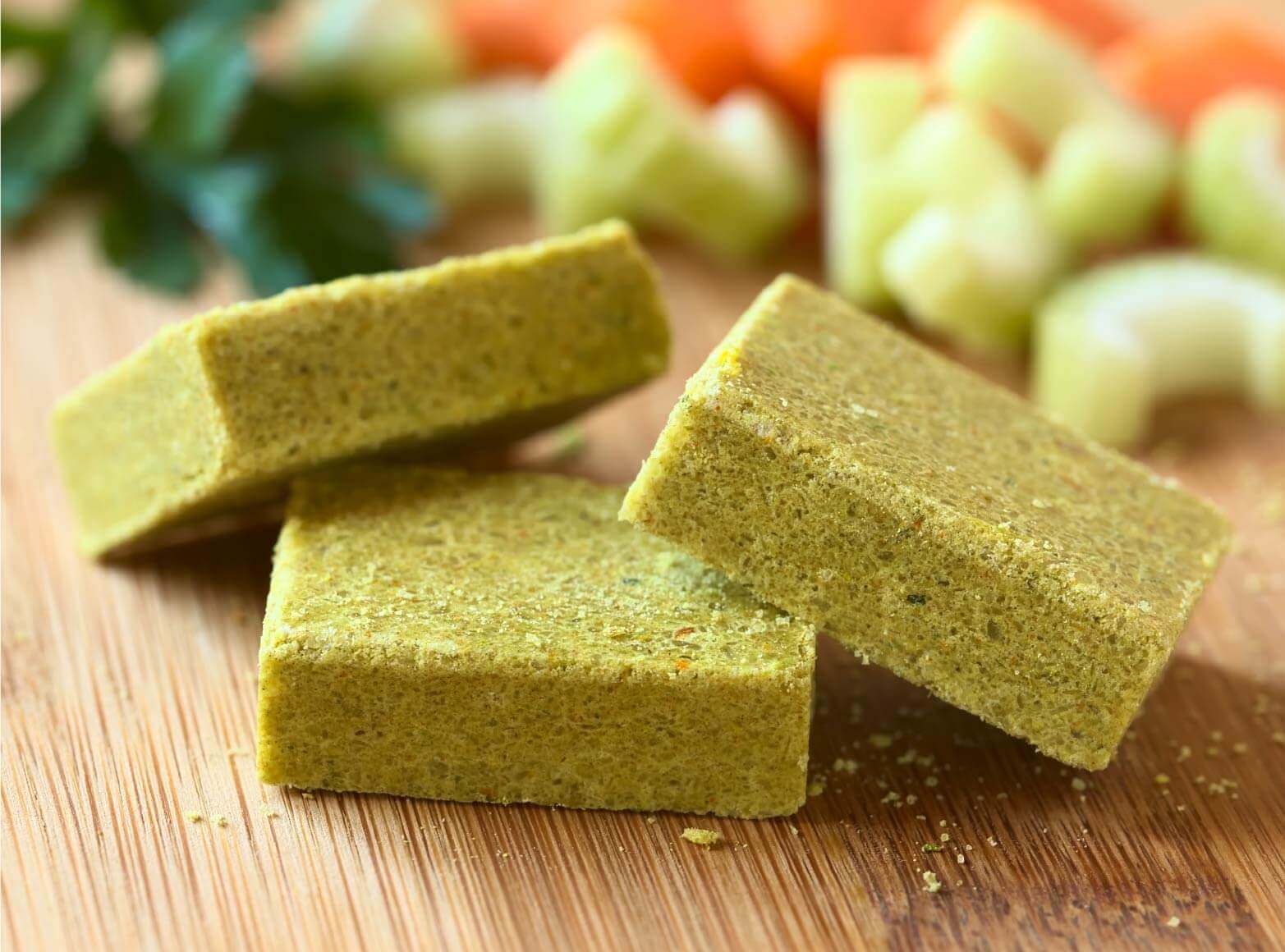 Closeup view of chicken bouillon