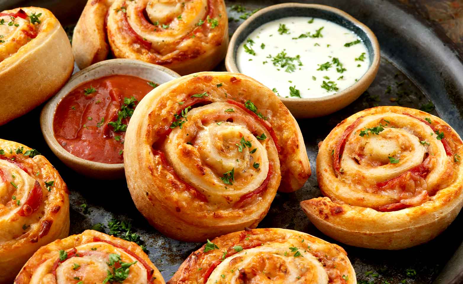 Stock image of homemade pizza rolls