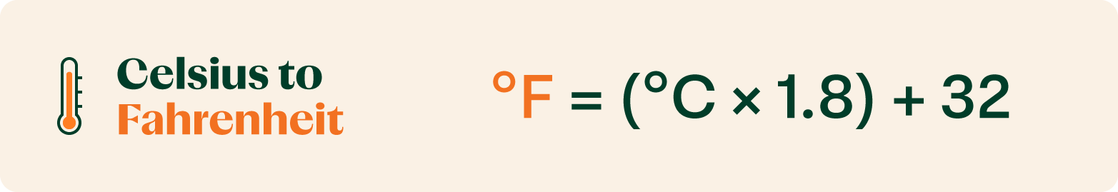 Celsius to Fahrenheit formula