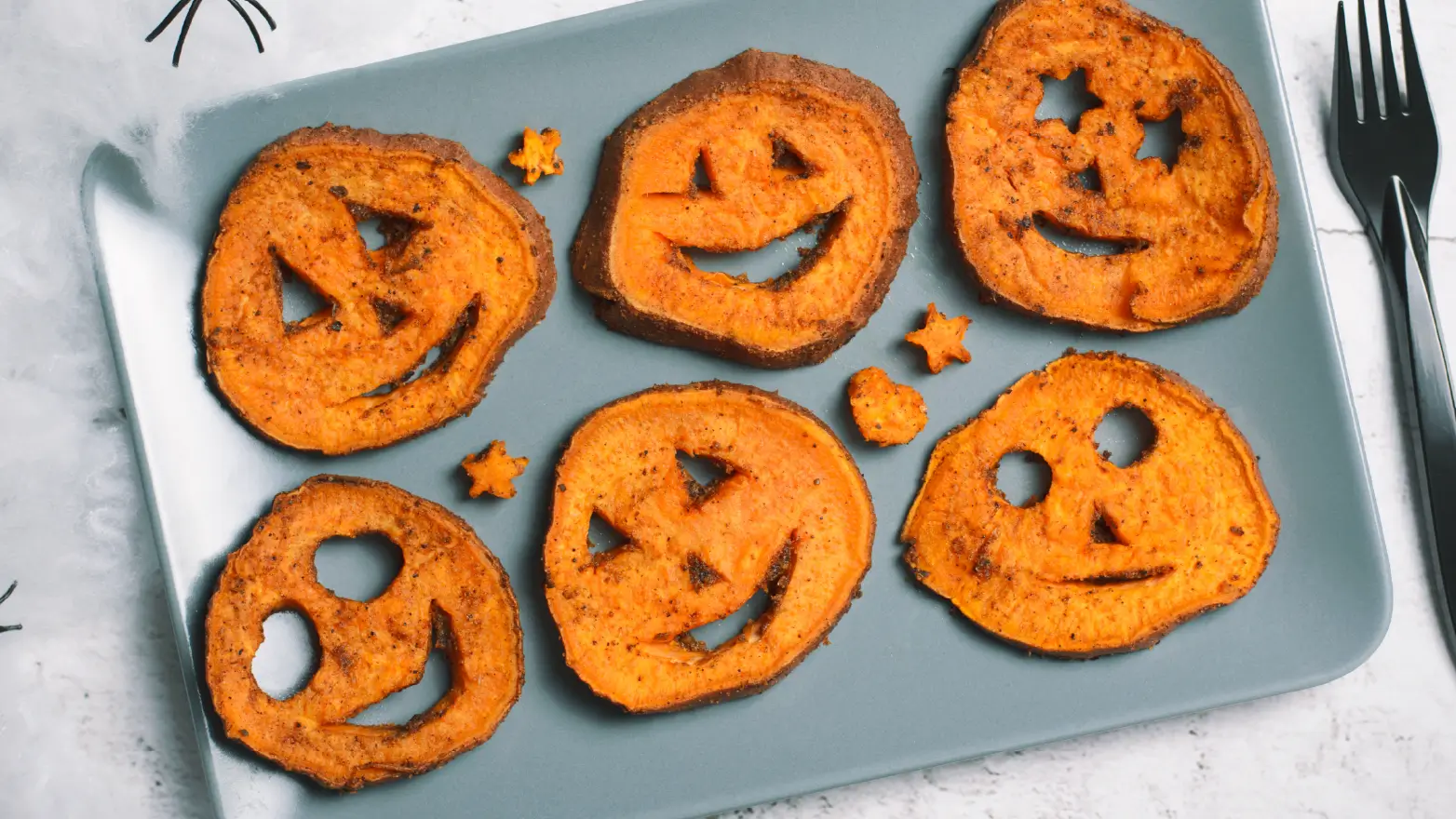 Sweet potato jack-o’-lanterns