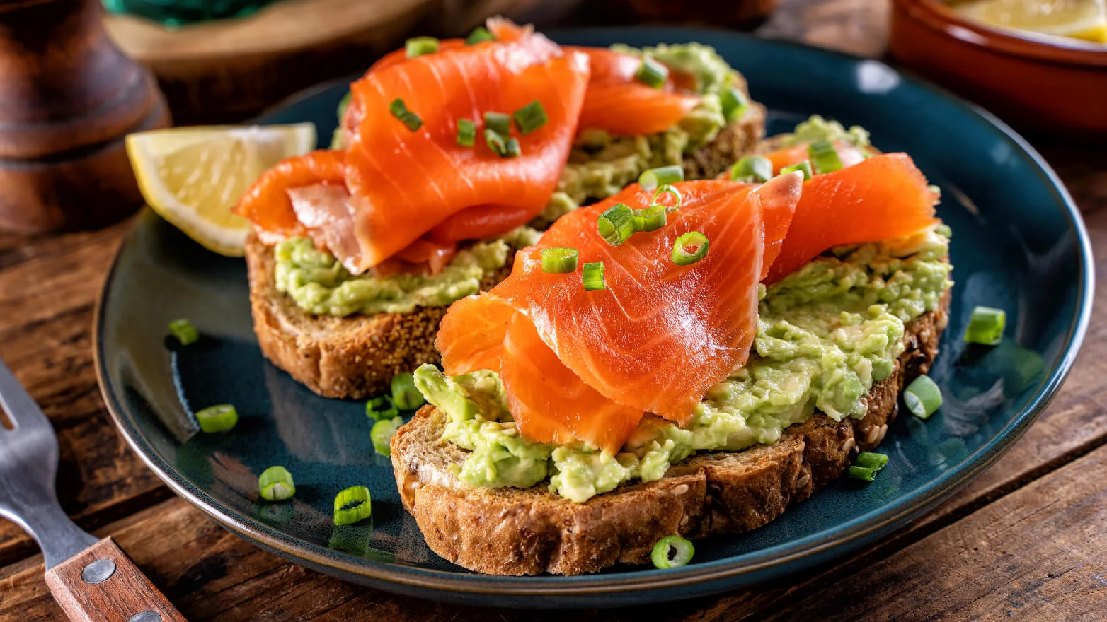 a photo of avocado toast with smoked salmon