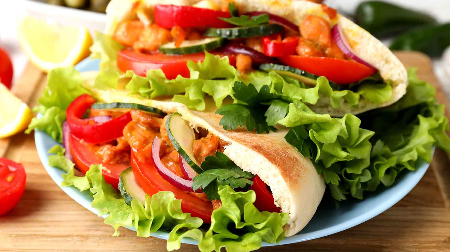 Veggie-stuffed pita pockets