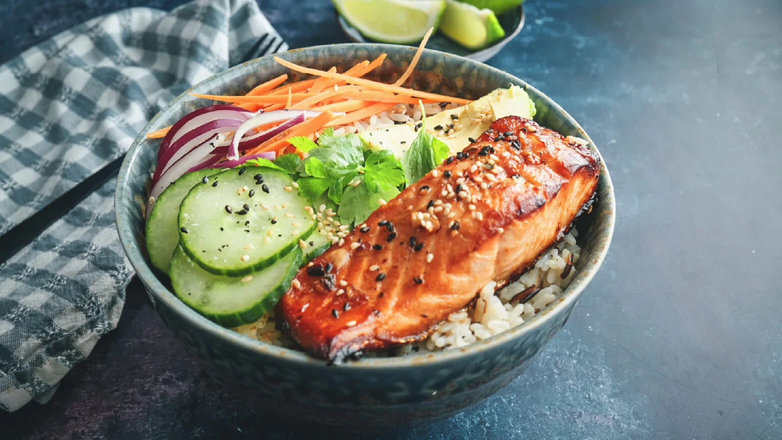 a photo of brown sugar salmon in a bowl