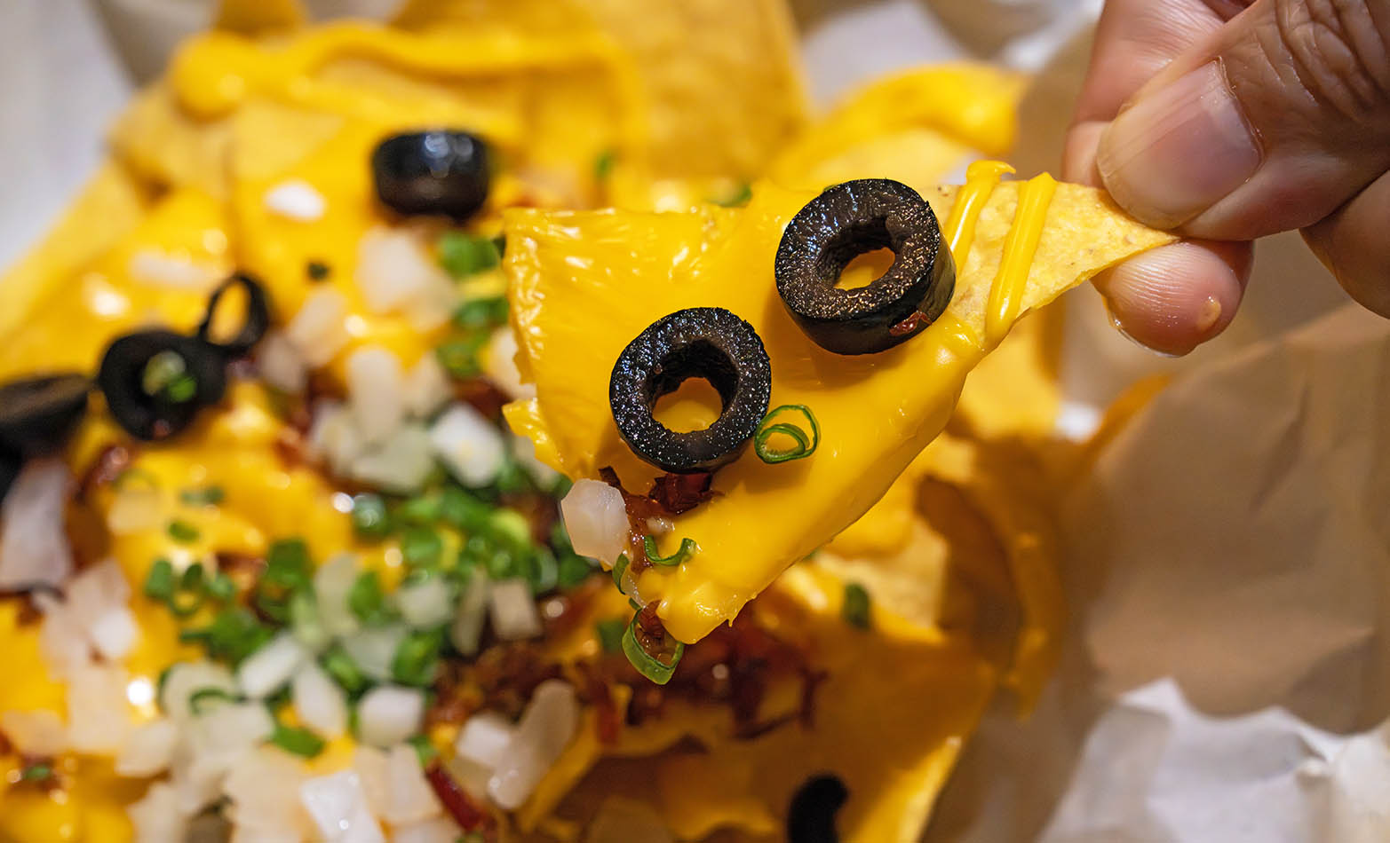 nachos with zombie eyes