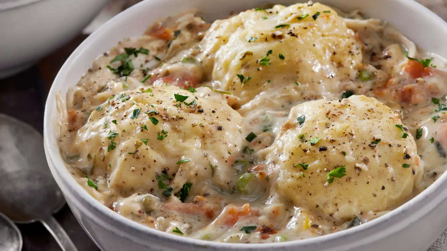 Stock image of chicken and dumplings
