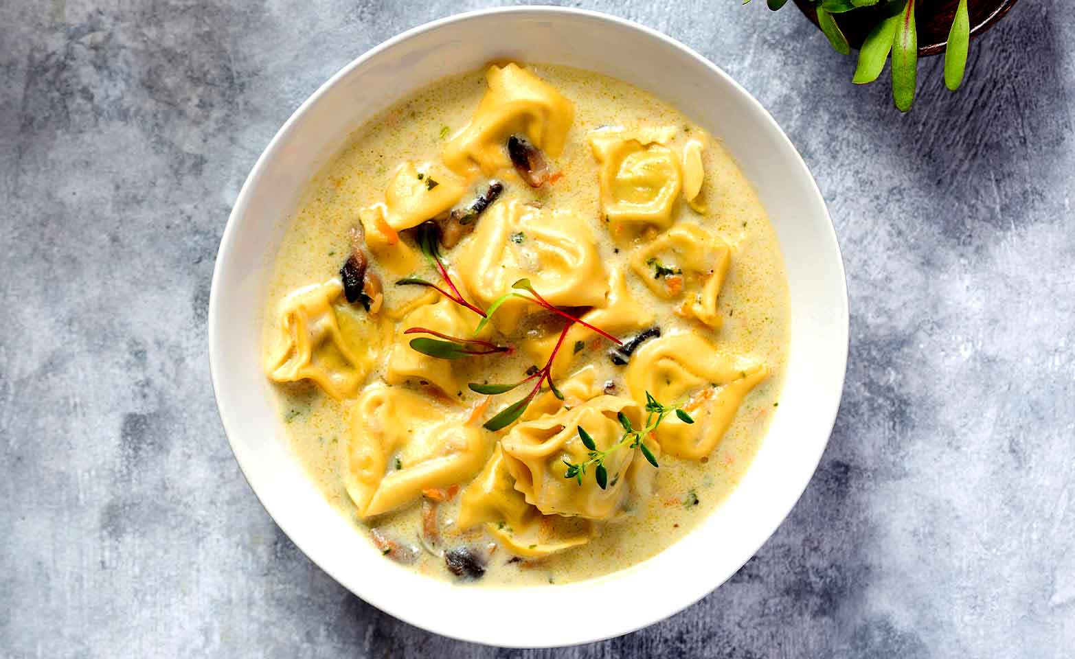 Stock image of tortellini soup