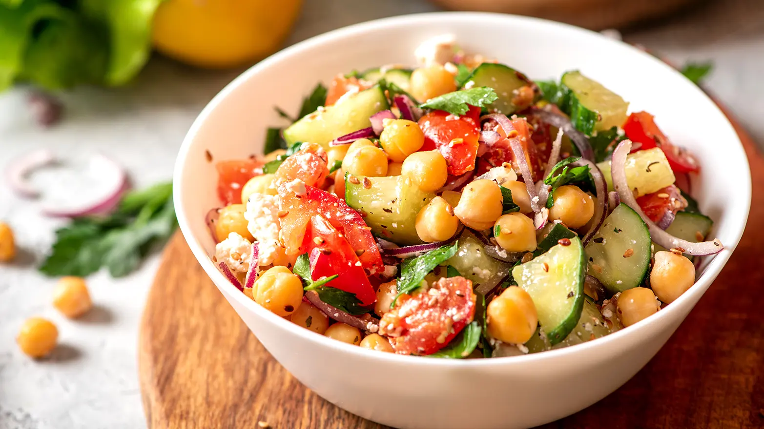 Chickpea pasta salad