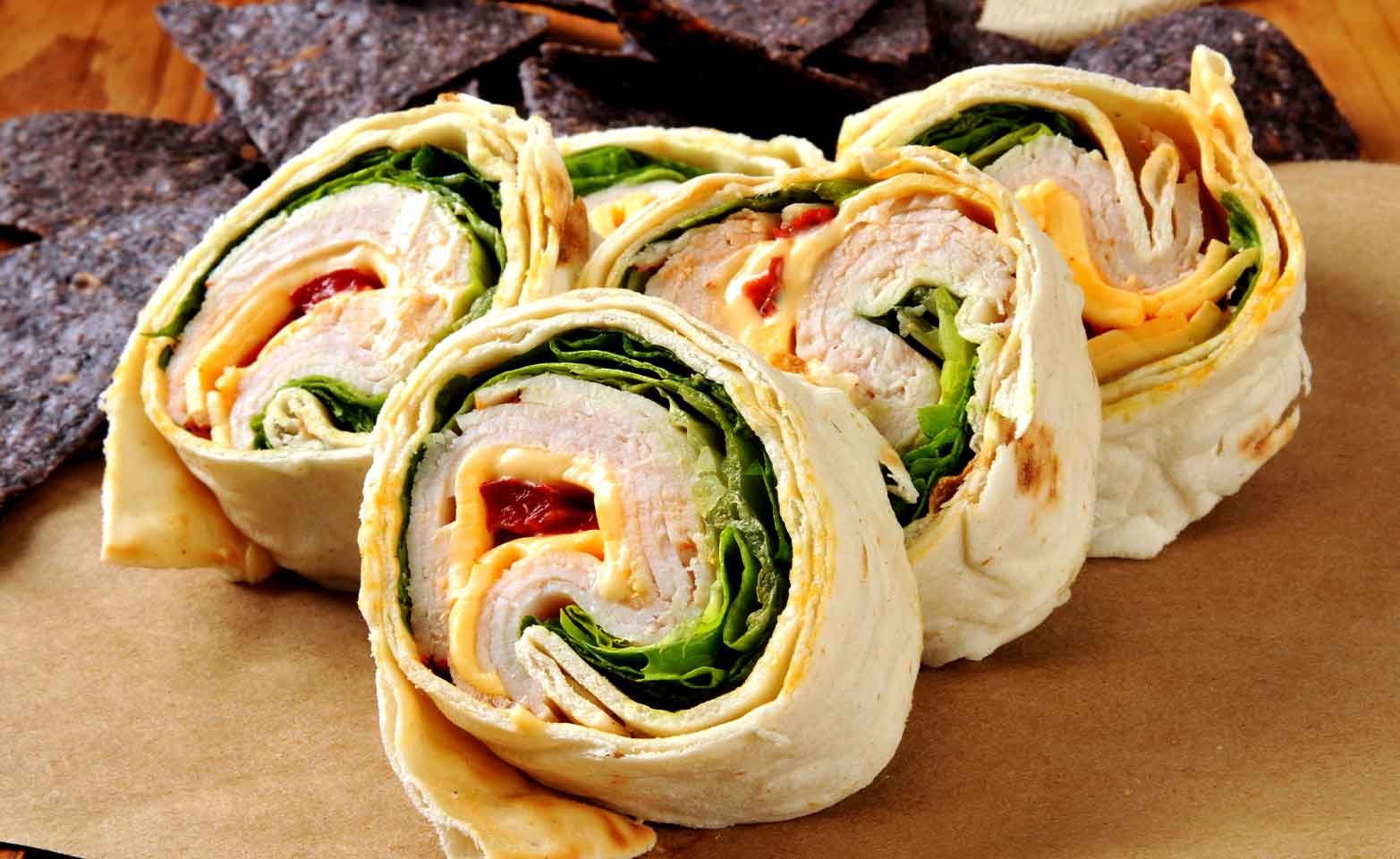 Stock image of turkey and cheese roll-ups