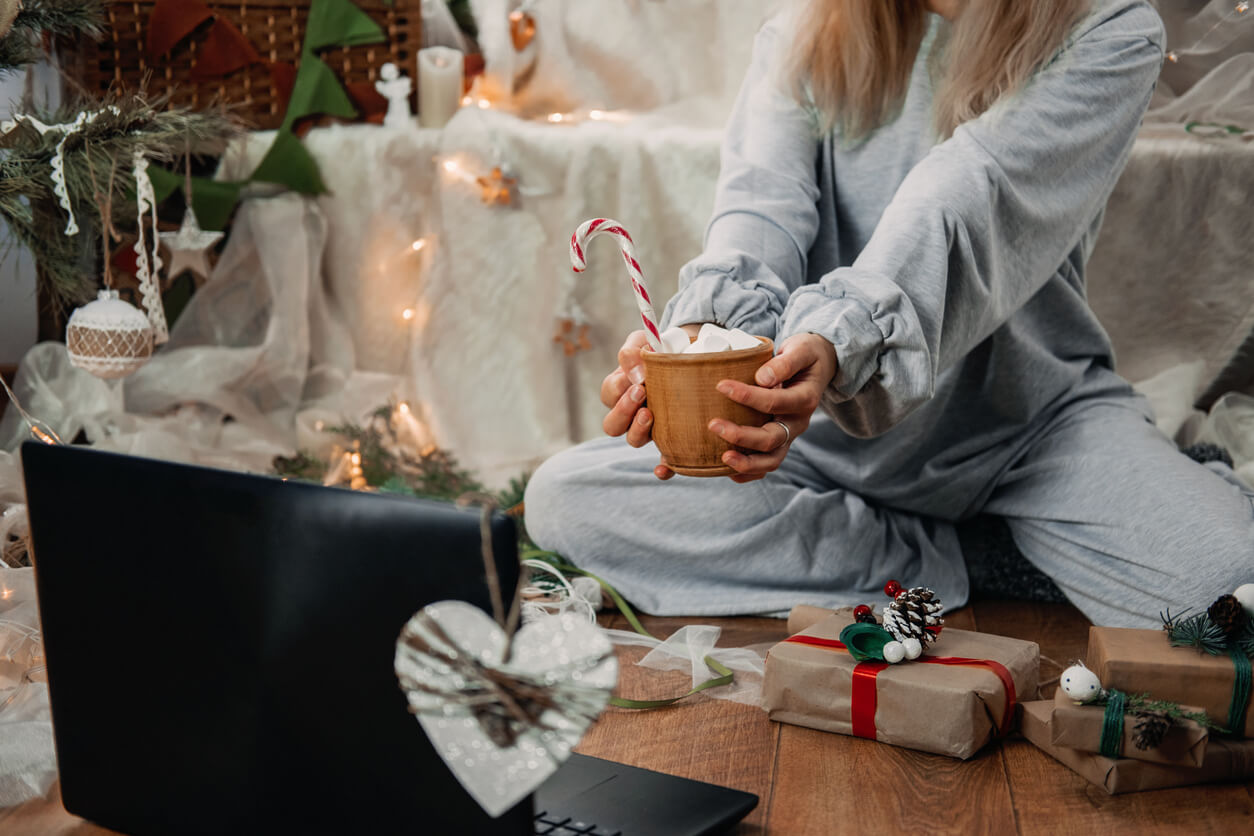 Virtual Christmas Party with hot chocolate