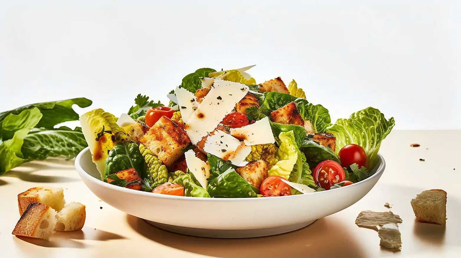 Parmesan cheese on top caesar salad