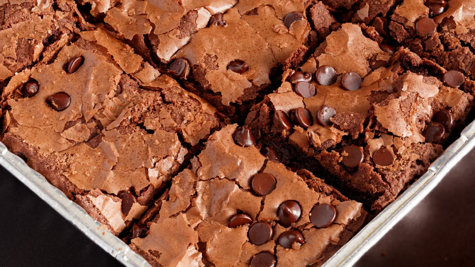 Stock image of chocolate chip brownies