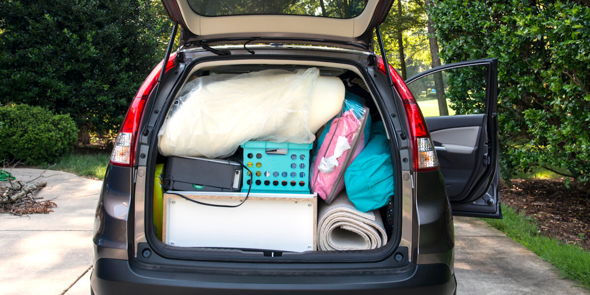 Van loaded full of student's possessions ready to move to the university.