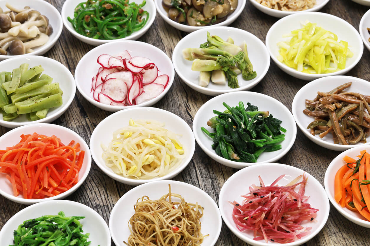assorted namul, korean food
