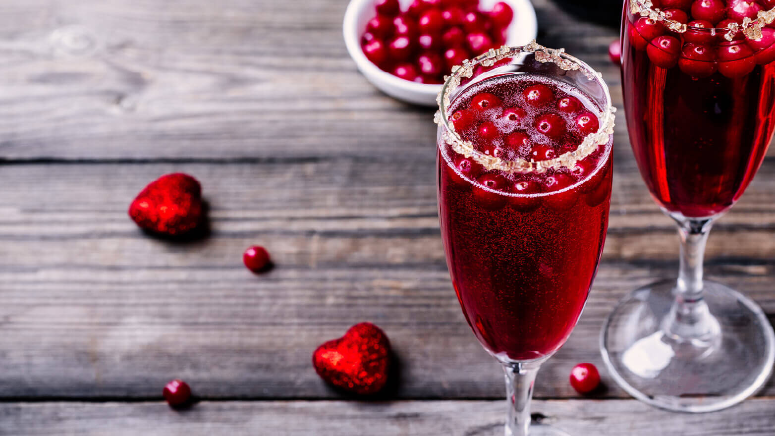 Sparkling wine cranberry cocktail.