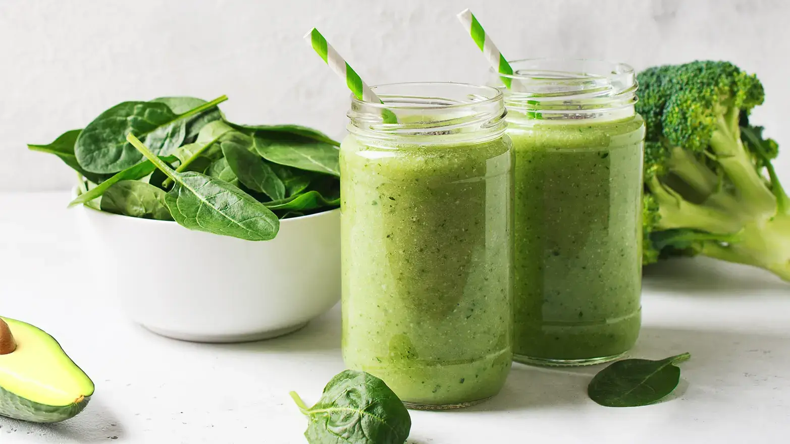 Photo of green smoothie with spinach and avocado smoothie