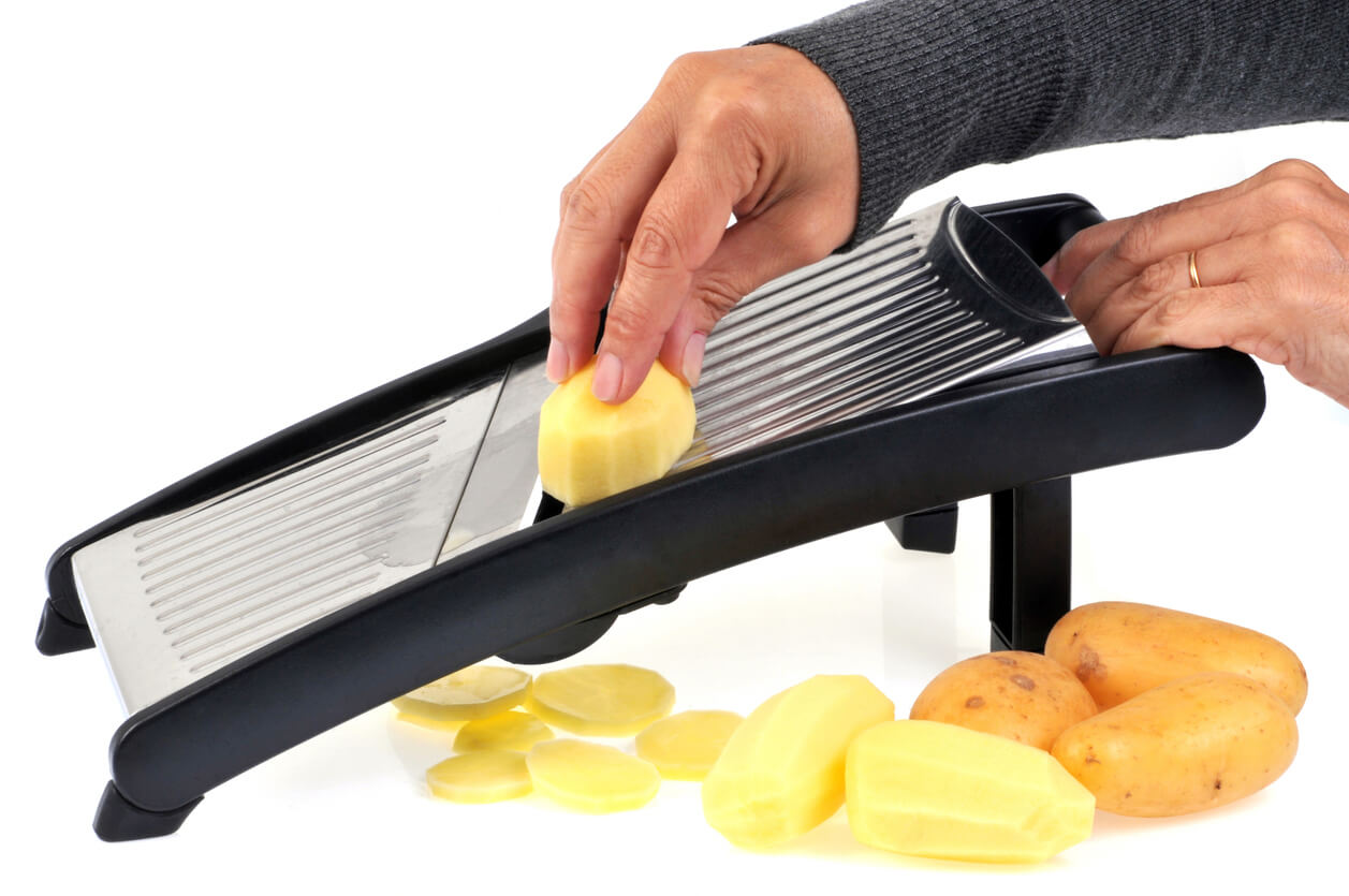 Potatoes cut with mandolin