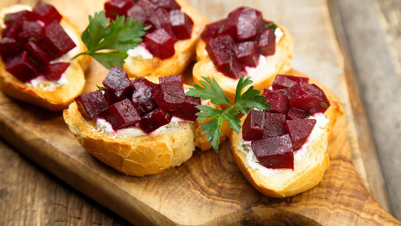 Roasted beet crostini