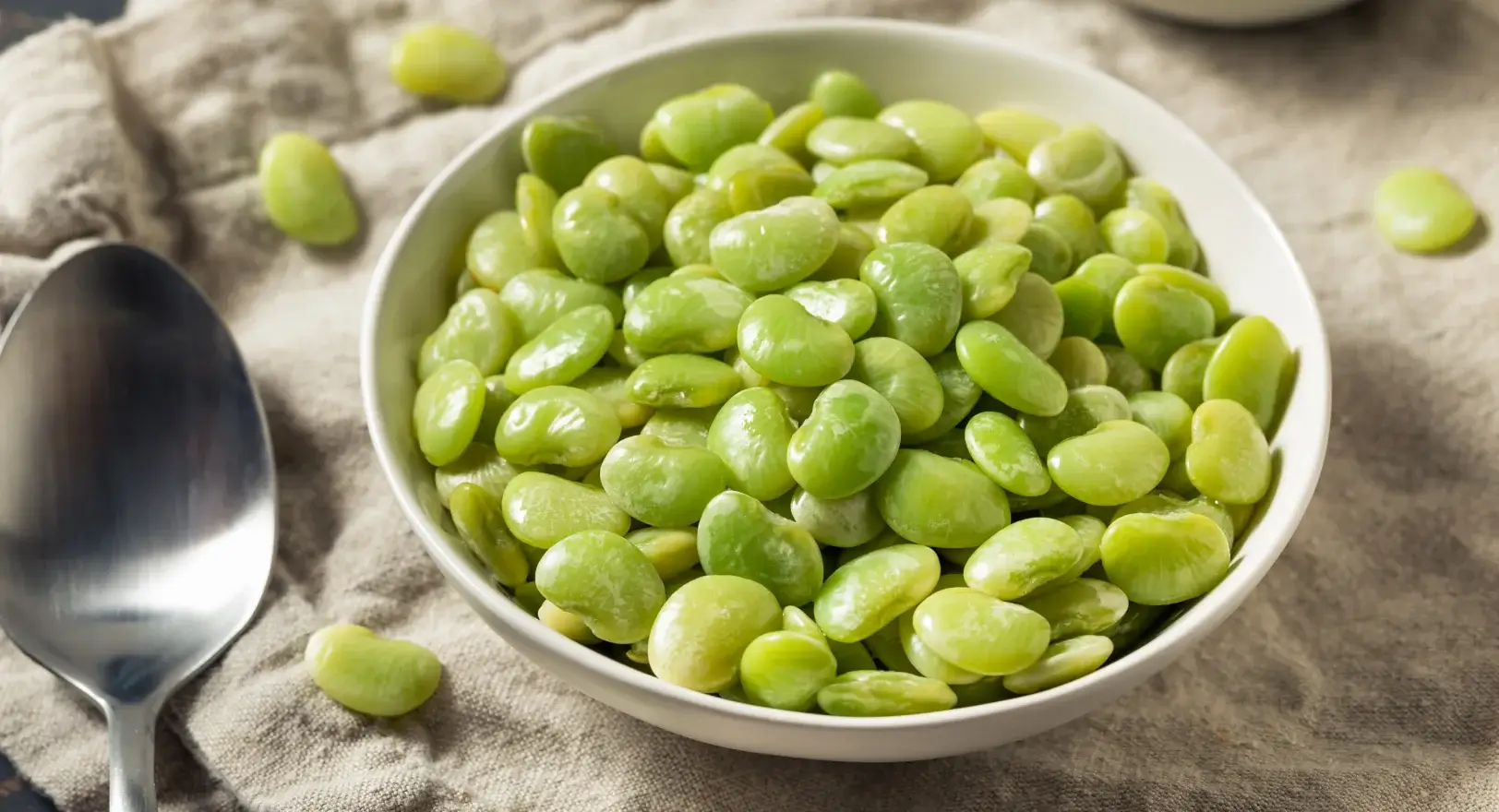 Close up of lima beans.
