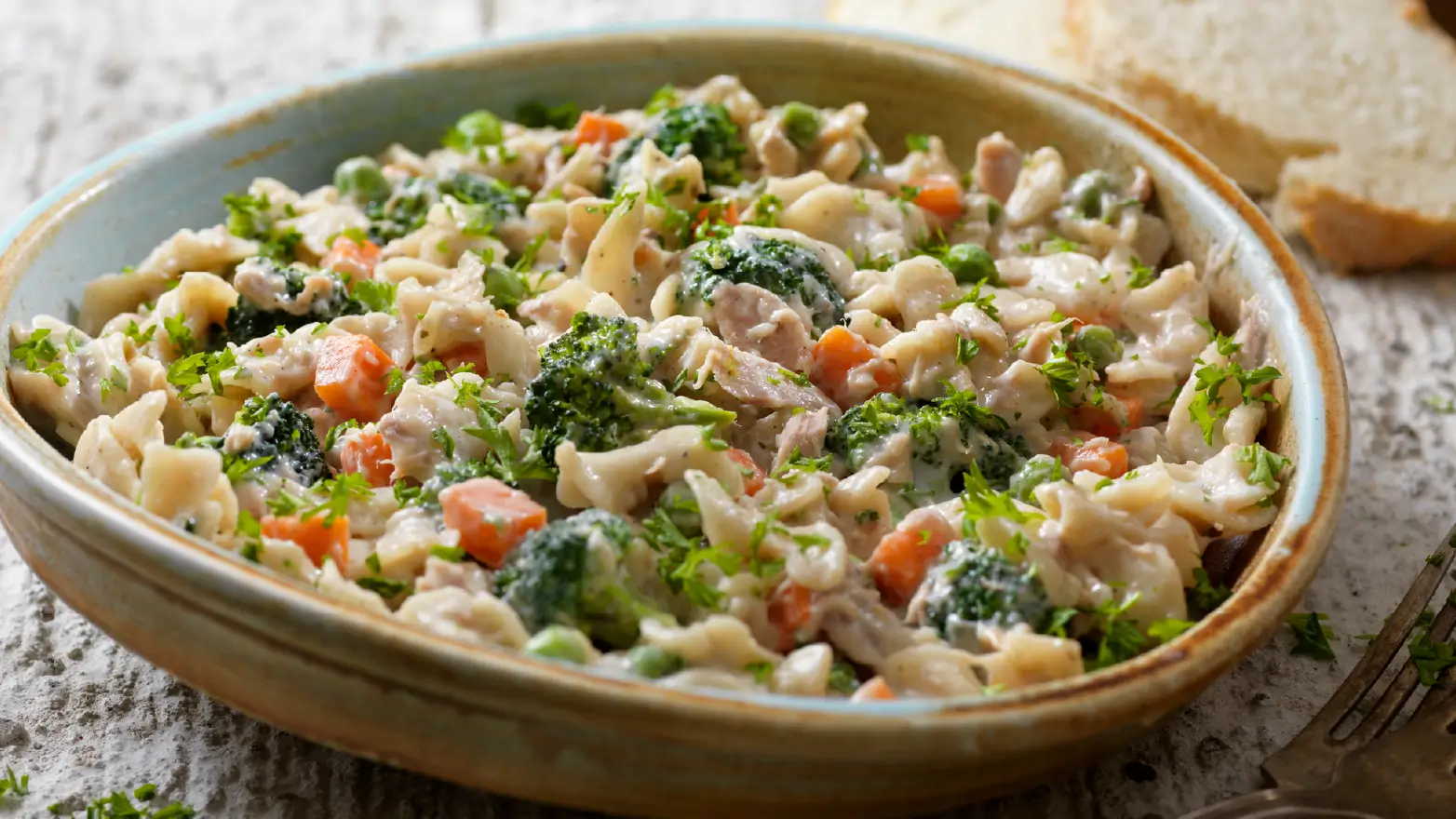 Stock image of tuna noodle casserole