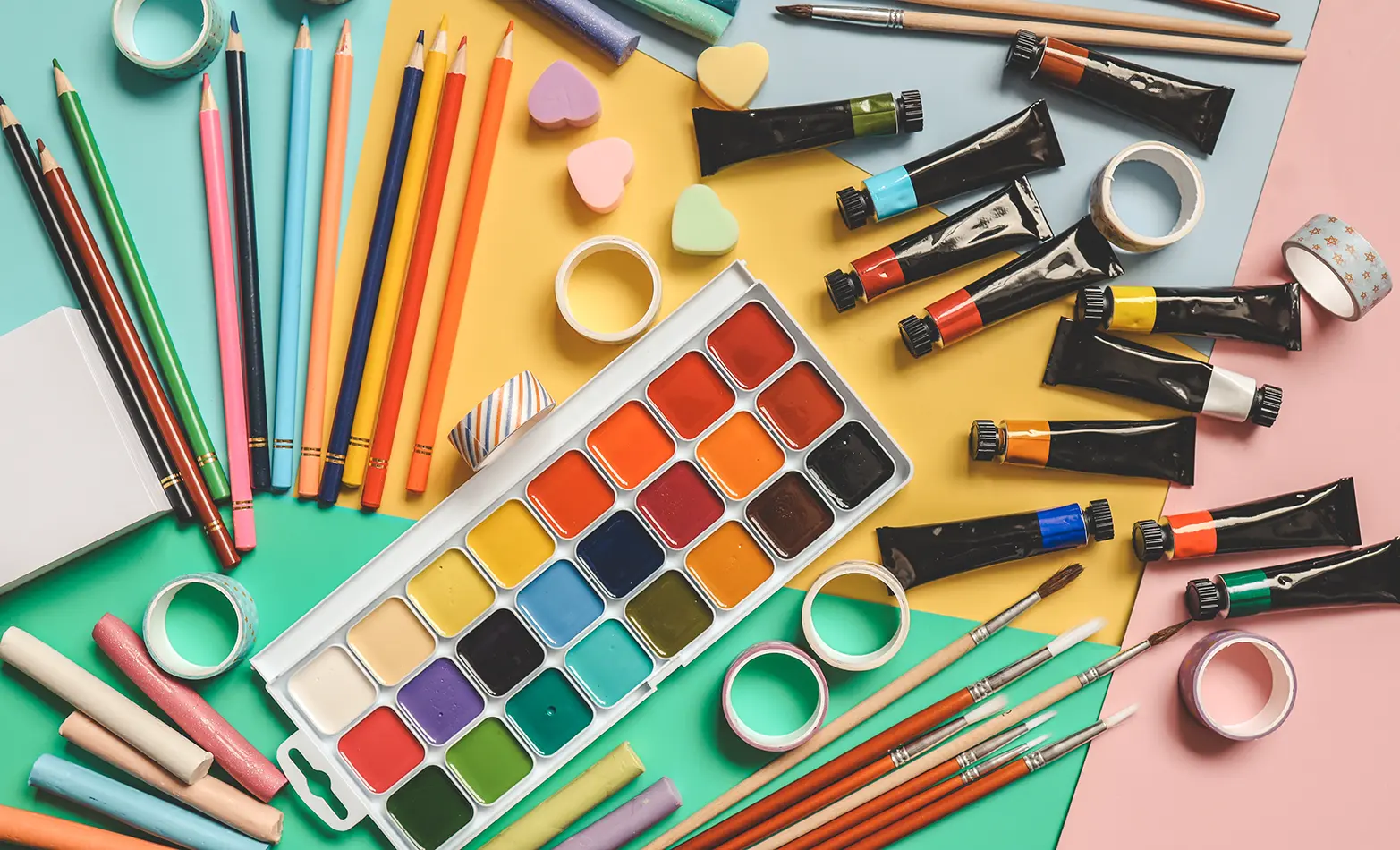 A photo of various art supplies.