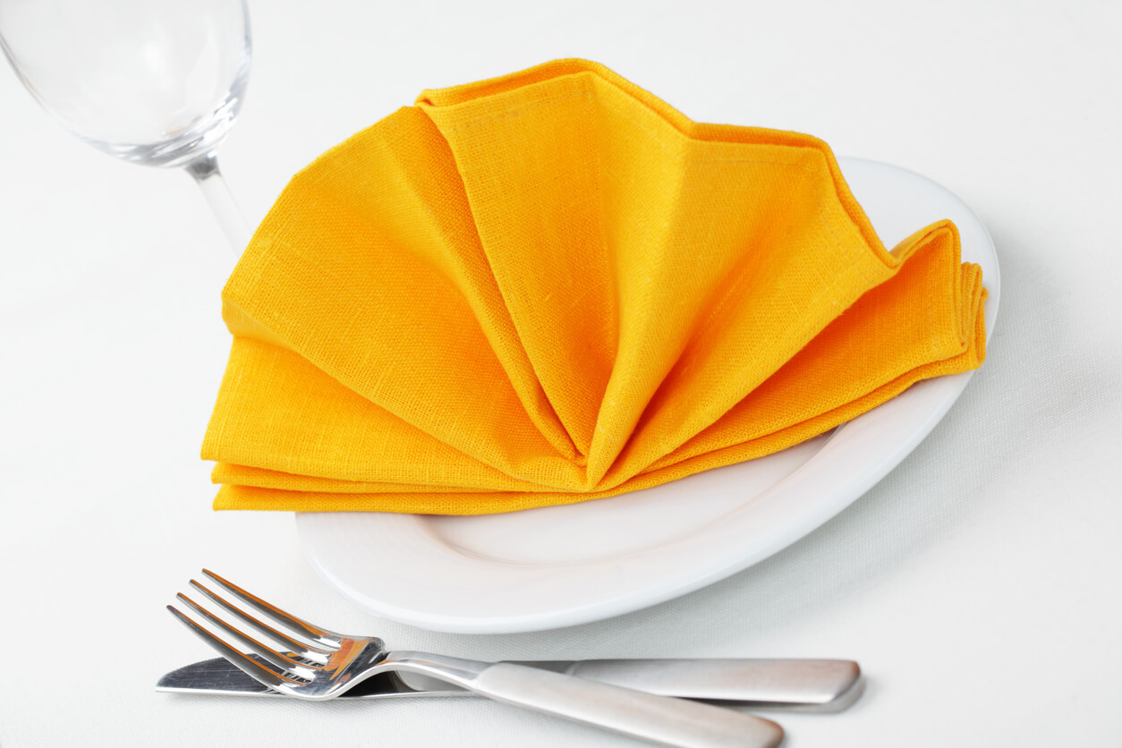 Napkin folded as a fan