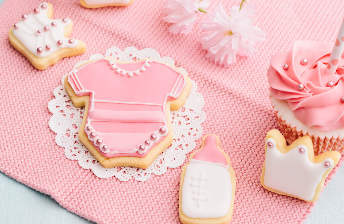 Butter cream cupcakes and cookies for a baby shower