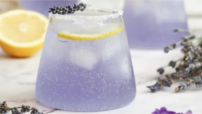 glass of sparkling lavender lemonade