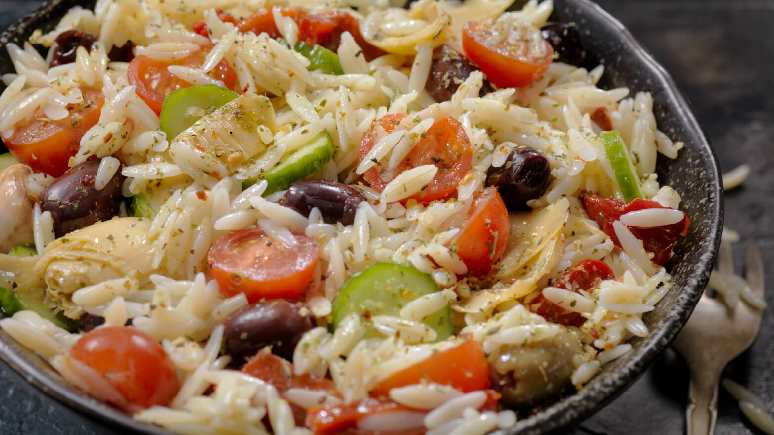 Greek salad with orzo