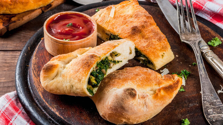 Spinach and artichoke calzone
