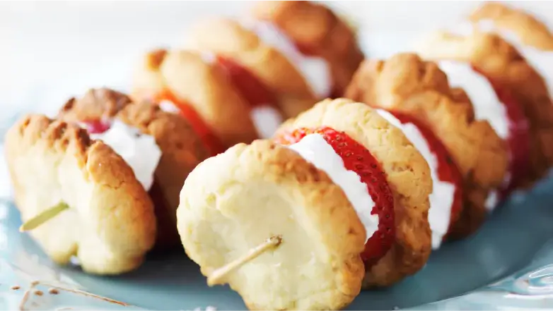 Strawberry shortcake kebabs