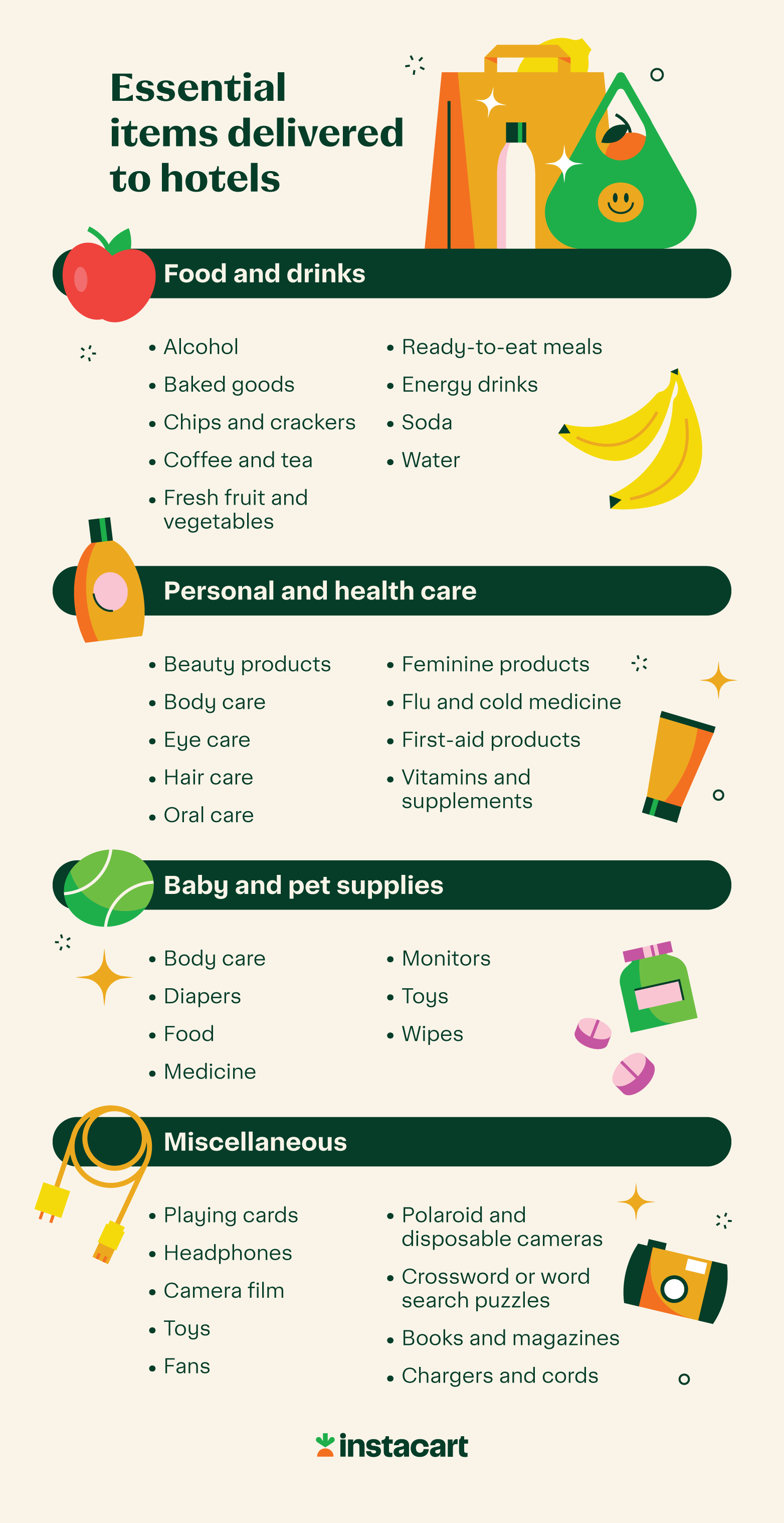 essential items delivered to hotel