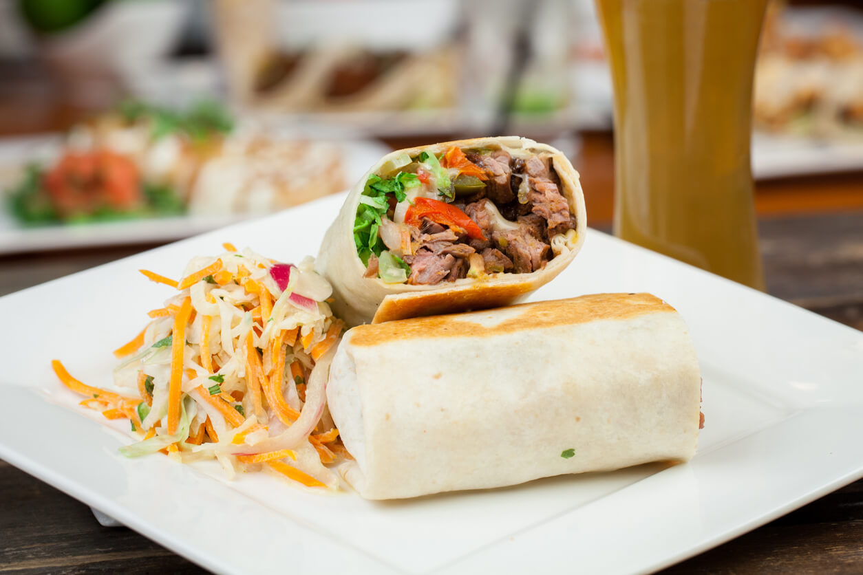 Grilled steak burrito with Jicama Slaw