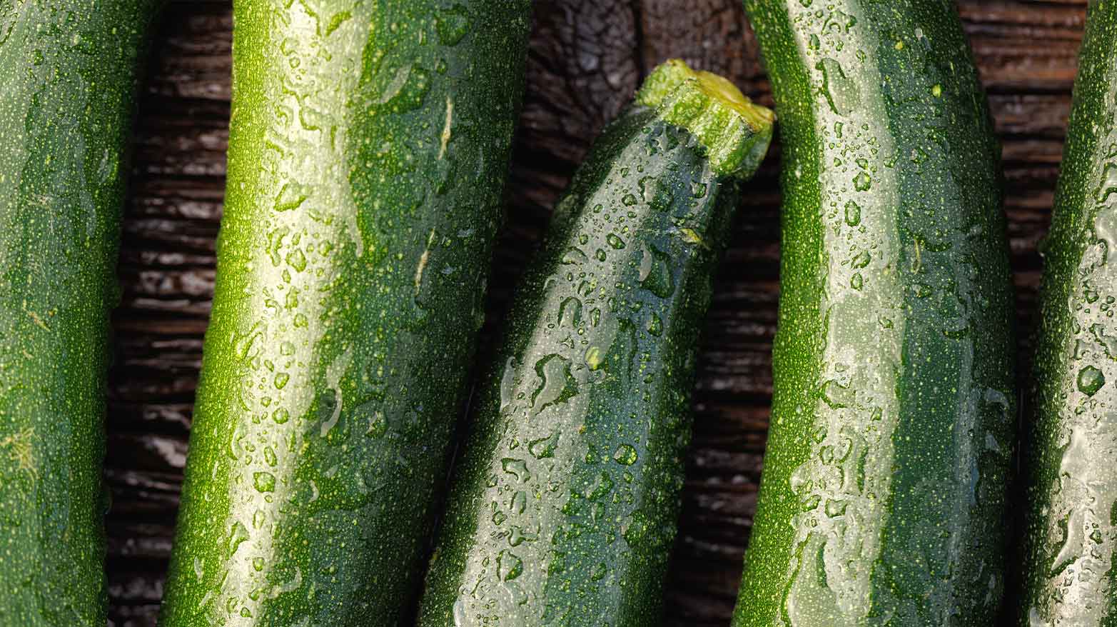 Freshly washed zucchini
