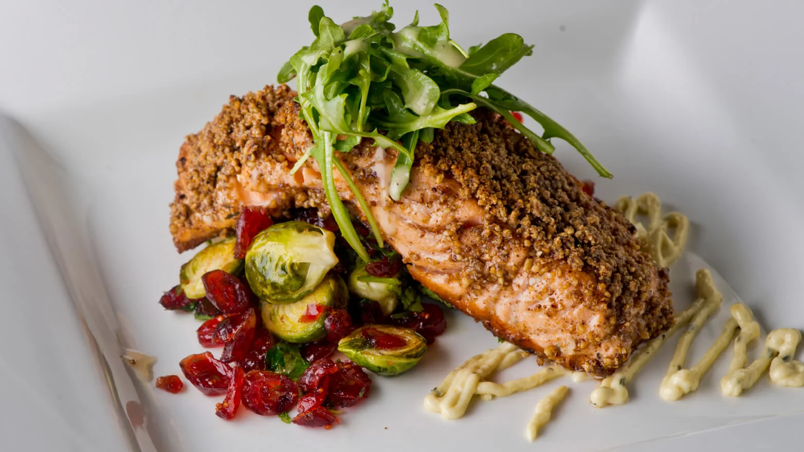 a photo of pecan crusted salmon