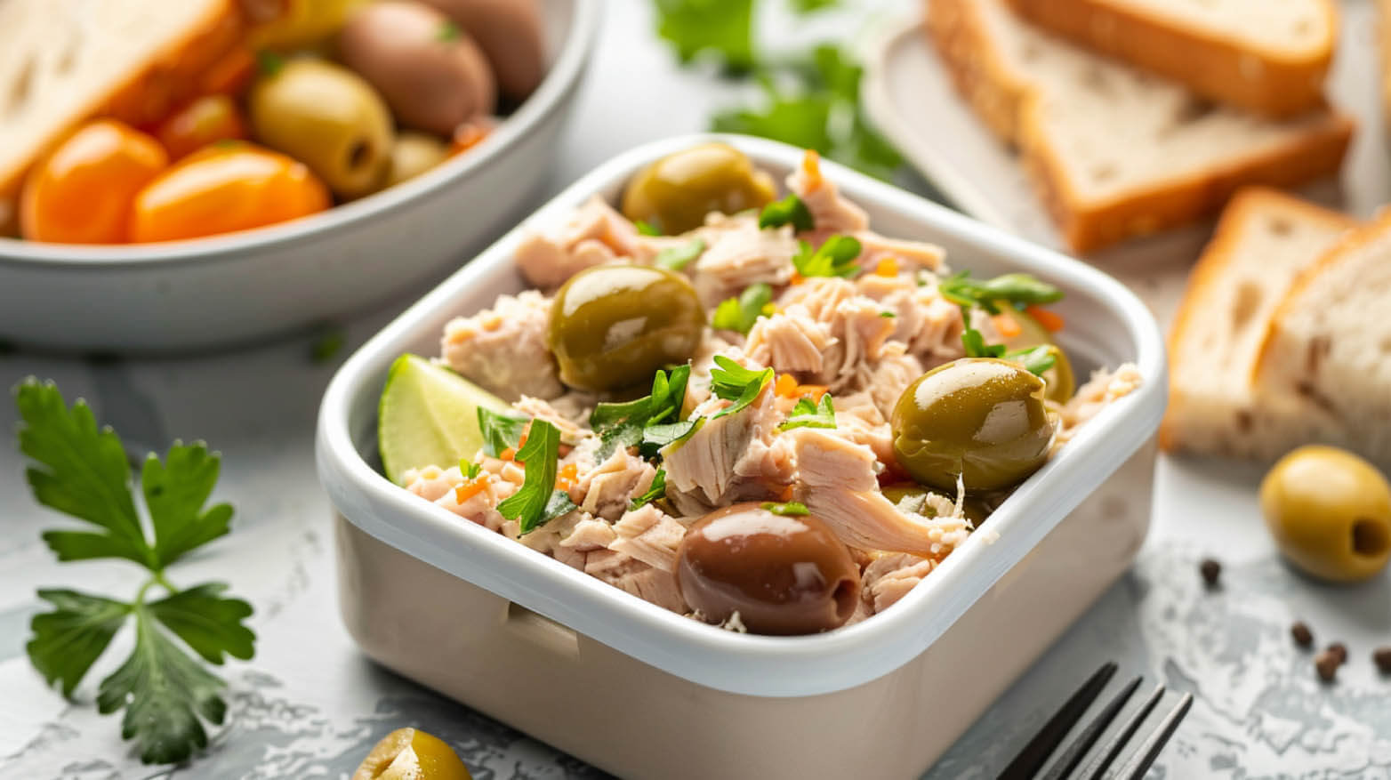 tuna and olive sandwich bites for lunch