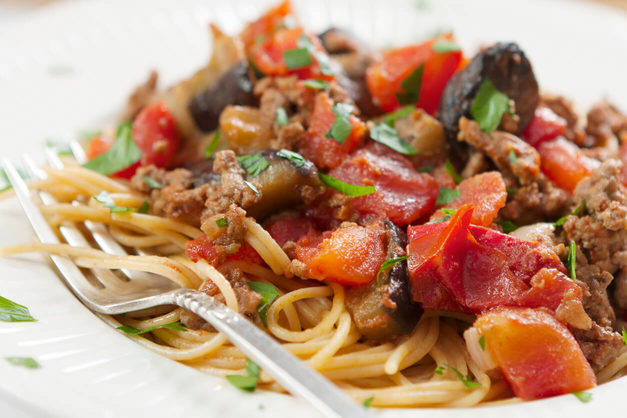 A bolognese sauce made with lamb and eggplant for a different take on the classic recipe.